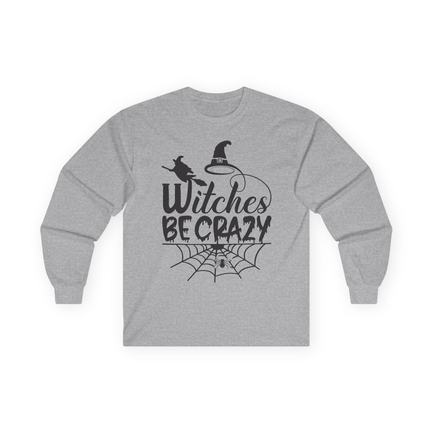 Witches Be Crazy Long Sleeve Tee, Unisex Shirt, Halloween Apparel, Spooky Style, Witchy Gift, Fall Fashion