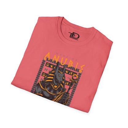 Anubis Unisex Softstyle T-Shirt, Egyptian Mythology Tee, Graphic Tee, Casual Wear for Fans, Gift for Halloween or Birthdays