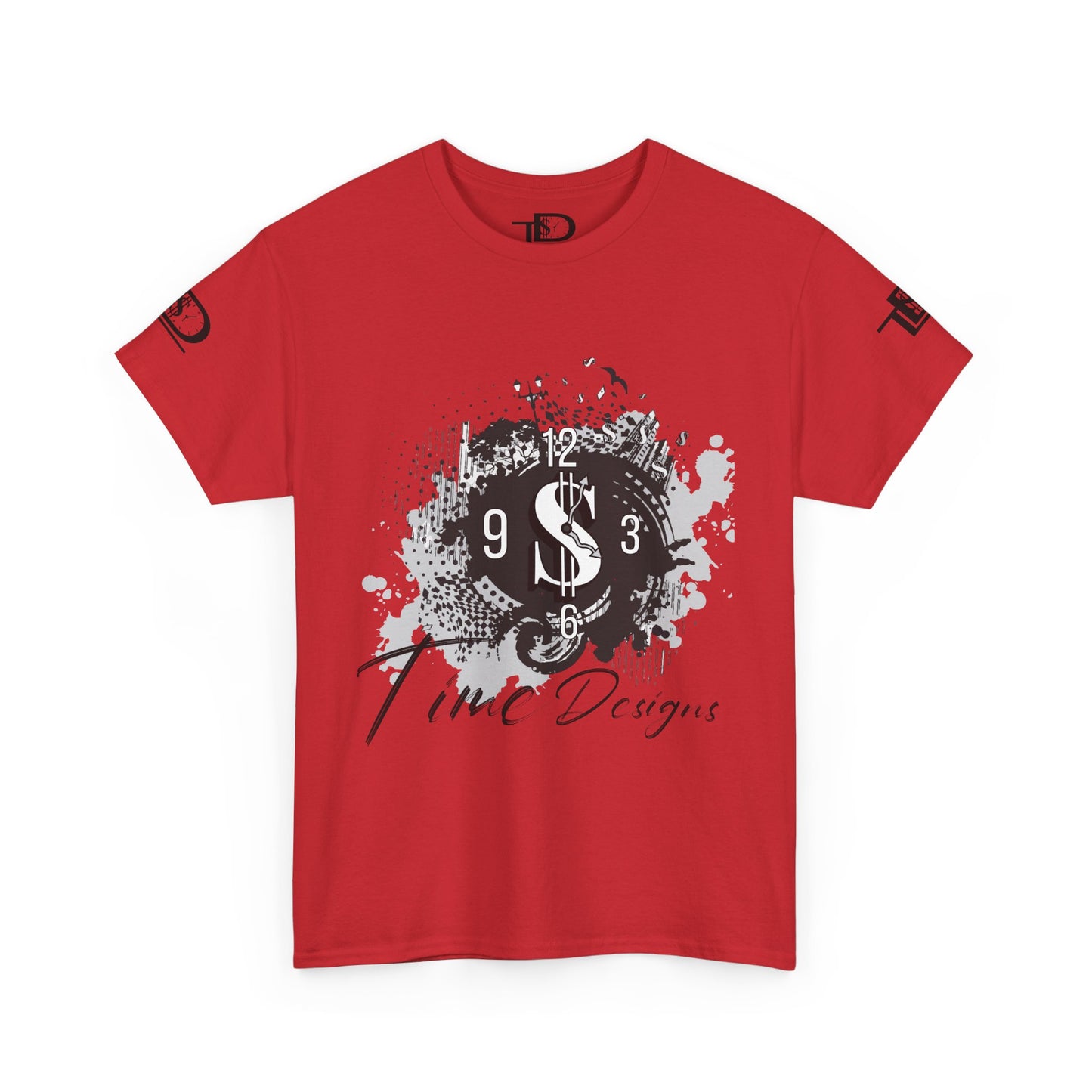 Unisex Heavy Cotton Tee - Time Designs Dollar Clock Graphic T-Shirt