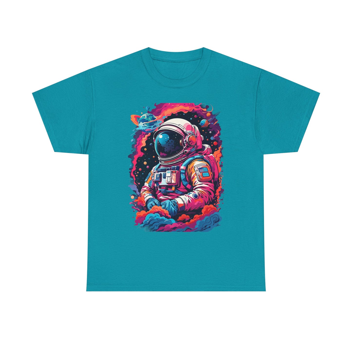 Cosmic Astronaut Unisex Heavy Cotton Tee - Galaxy Graphic T-Shirt