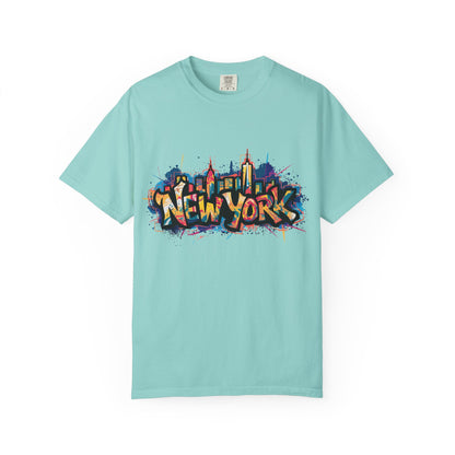 Colorful New York Graffiti T-Shirt, Streetwear Tee, City Vibe Shirt, Travel Souvenir Gift, Urban Fashion, Summer Outfit