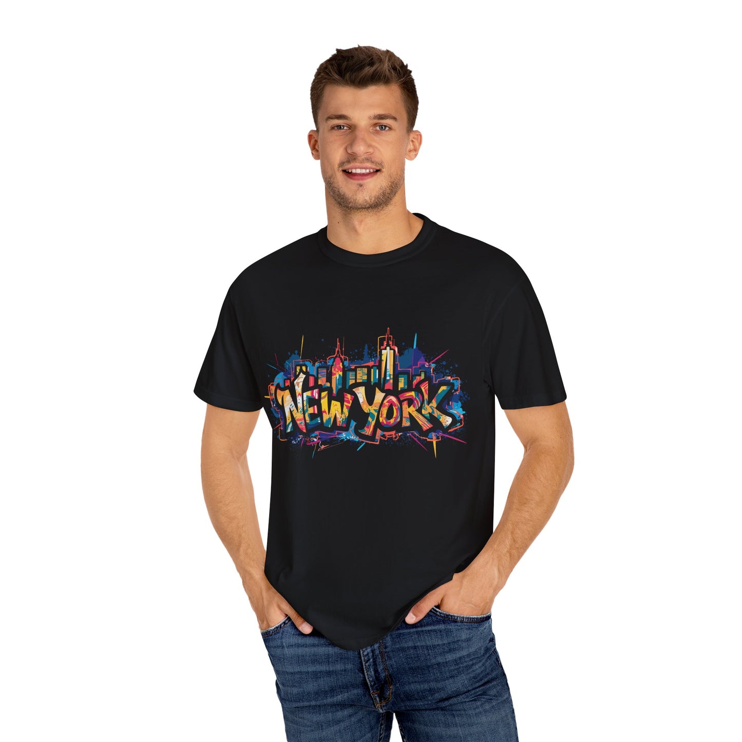 Colorful New York Graffiti T-Shirt, Streetwear Tee, City Vibe Shirt, Travel Souvenir Gift, Urban Fashion, Summer Outfit