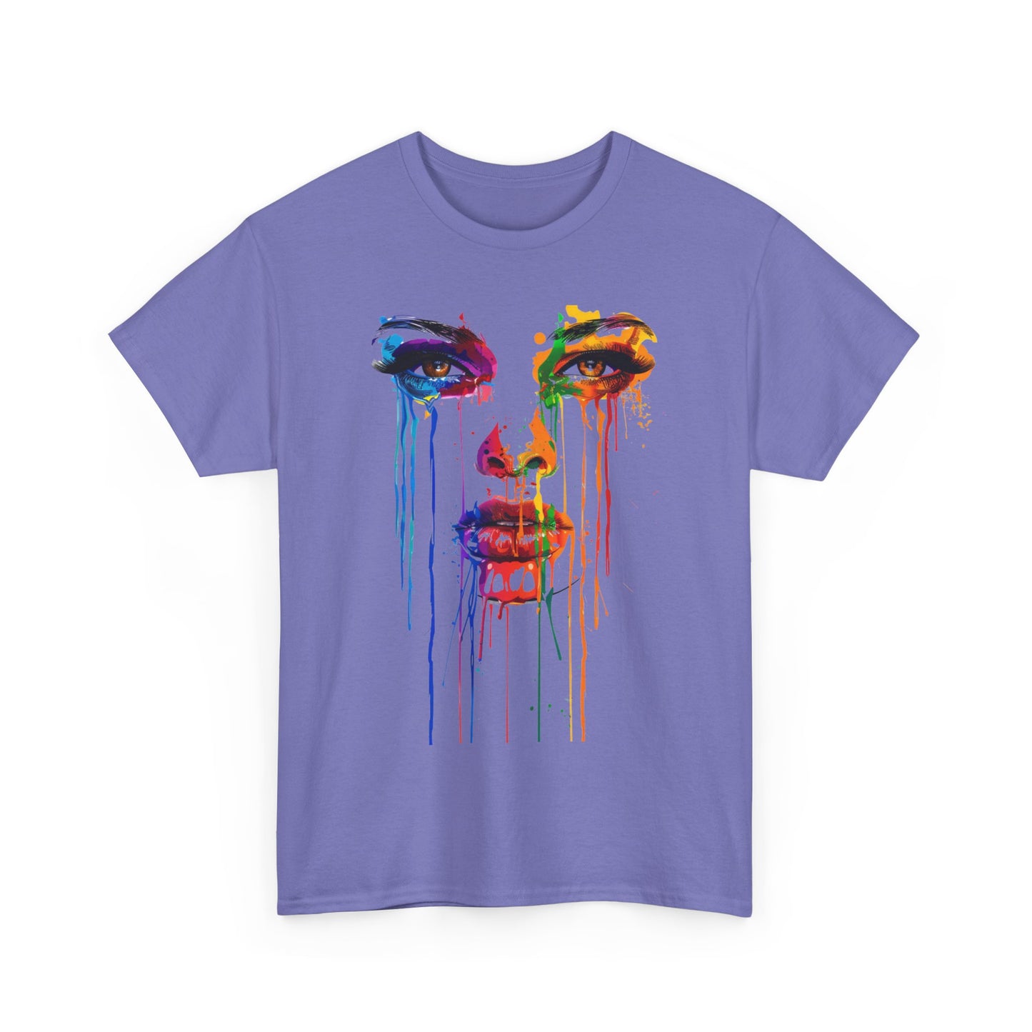 Artistic Rainbow Drip Unisex Heavy Cotton Tee | Vibrant Fashion for Self-Expression