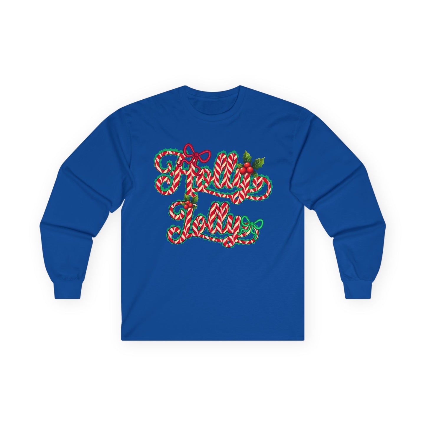 Long Sleeve Tee — "Merry Xmas" Candy Cane Script Christmas Shirt