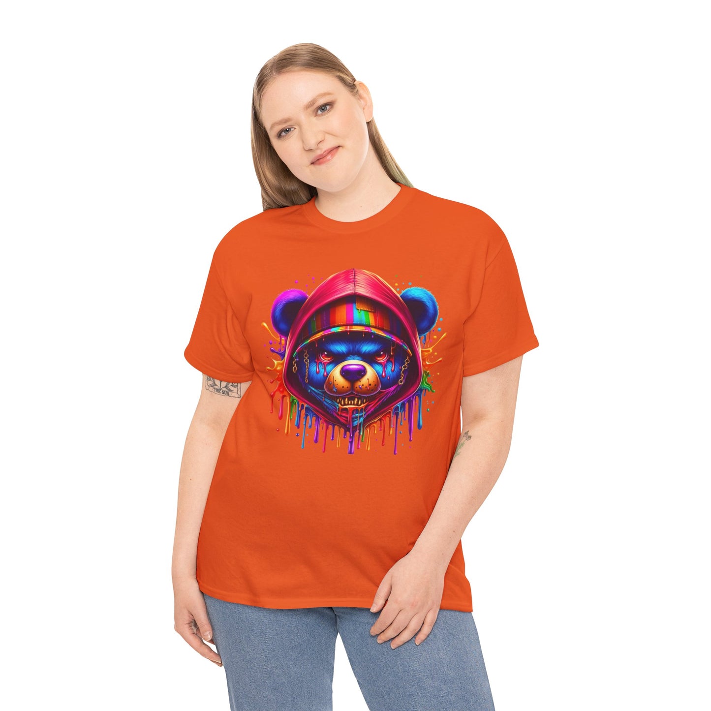 Colorful Graffiti Bear Unisex Heavy Cotton Tee