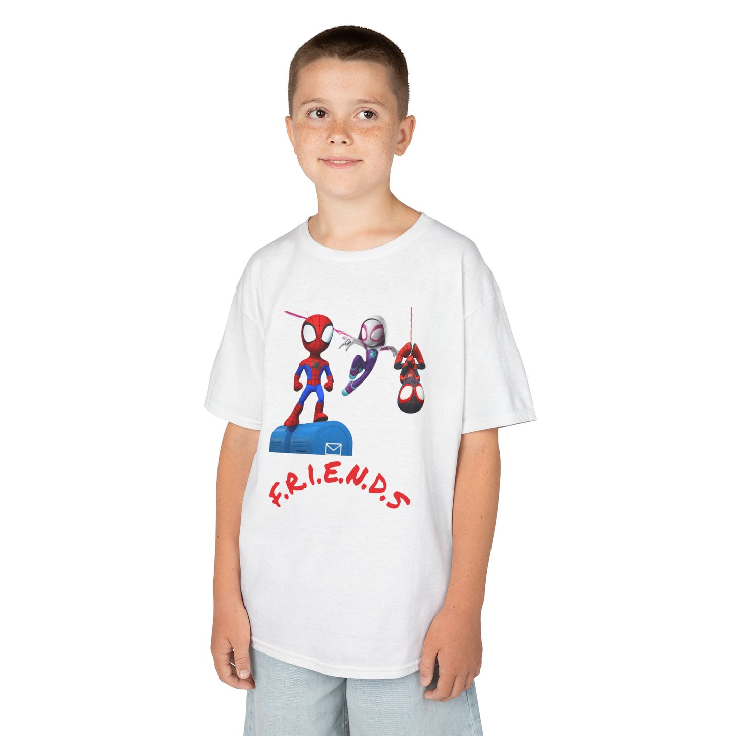 Kids' Friends Spider-Man Tee - Fun & Colorful Cotton T-Shirt for Young Superheroes