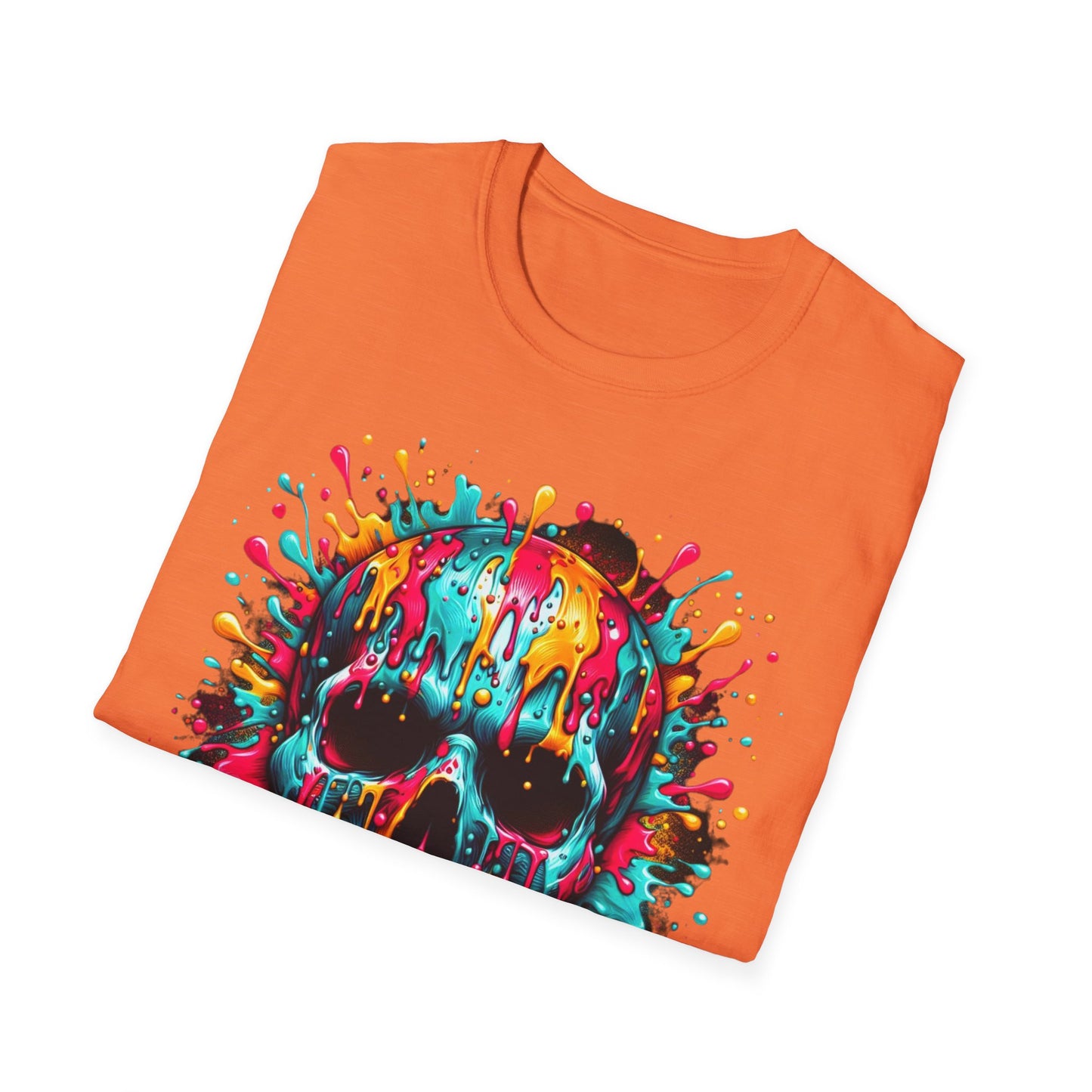 Colorful Drip Skull Unisex T-Shirt - Vibrant Graphic Tee for Art & Music Lovers
