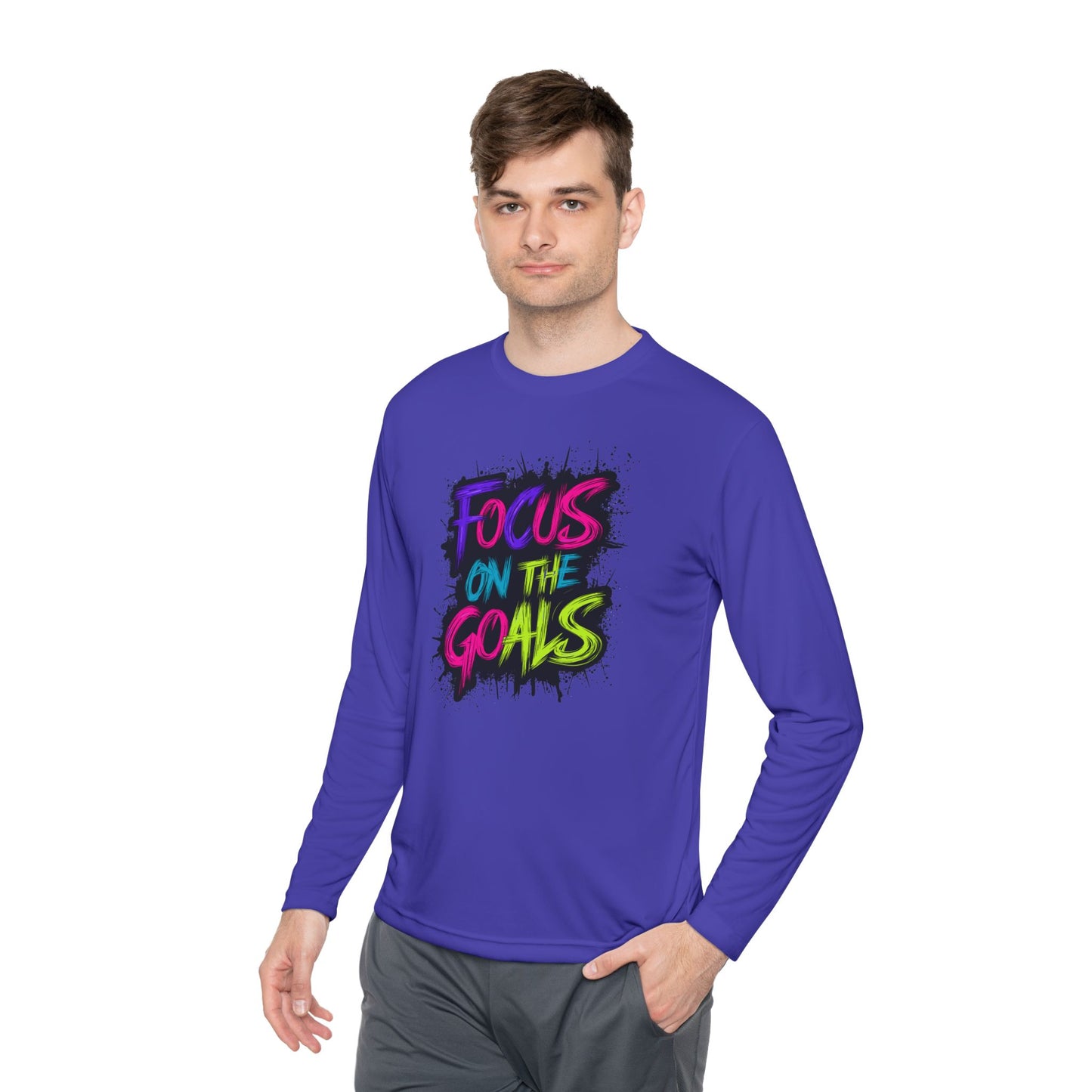 Unisex Long Sleeve Tee - "Focus on the Goals" Motivational Shirt, Fitness Apparel, Activewear, Gift for Athletes, Casual Wear