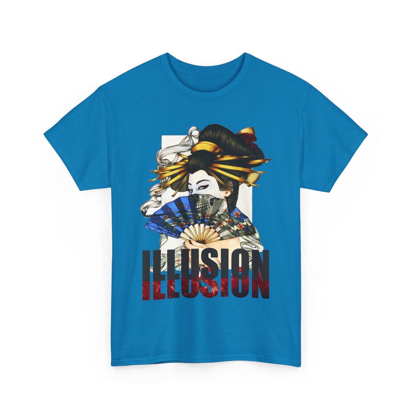 Unisex Heavy Cotton Tee - Illusion Design - Artistic Fan Graphic Tee for Casual Wear