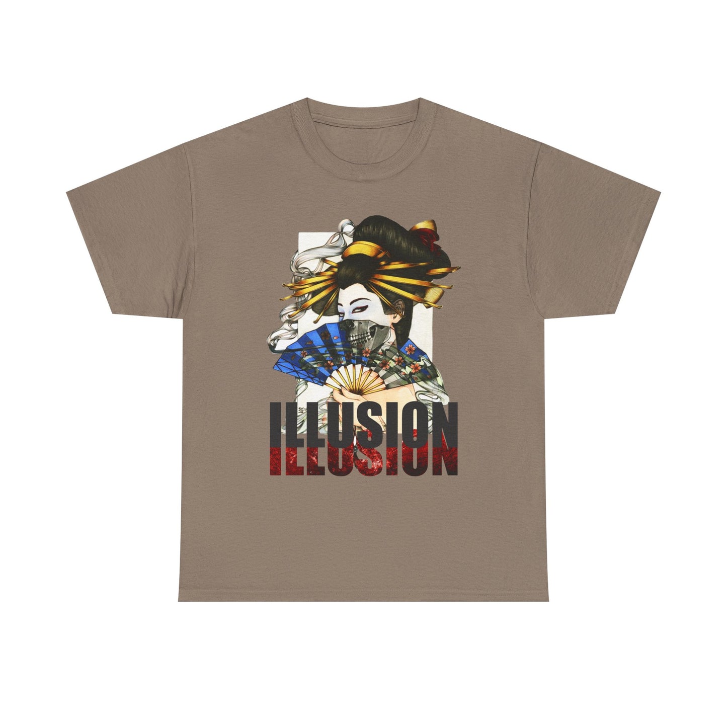 Unisex Heavy Cotton Tee - Illusion Design - Artistic Fan Graphic Tee for Casual Wear