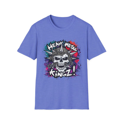 Heavy Metal Kingz Unisex Softstyle T-Shirt, Rock Music Tee, Gift for Metalheads, Concert Apparel, Edgy Graphic Shirt