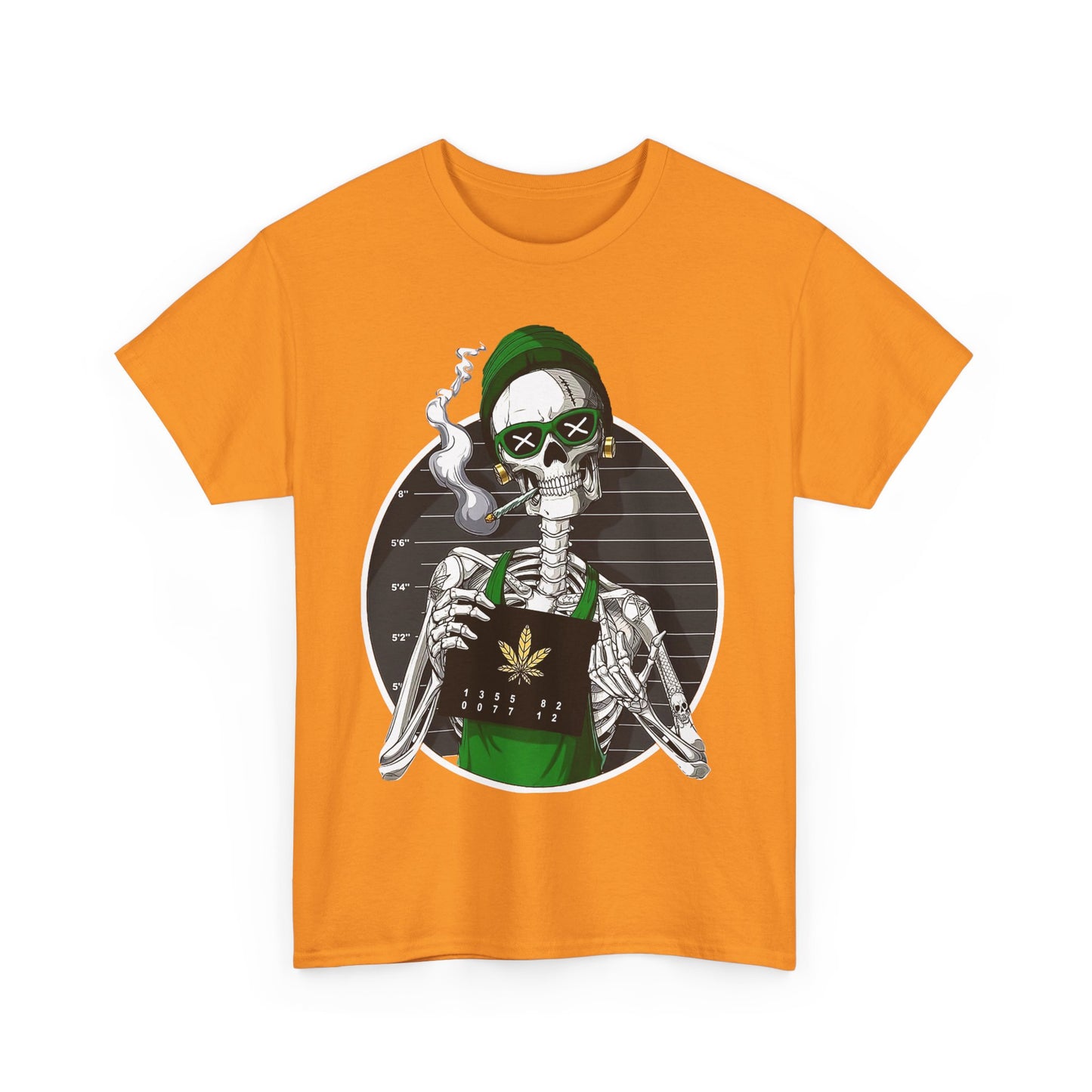 Edgy Skeleton Cannabis Tee | Unisex Heavy Cotton T-Shirt
