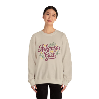 Sweatshirt — "Arkansas Girl" Floral Crewneck