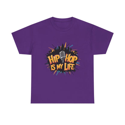 Hip Hop Is My Life Unisex Heavy Cotton Tee, Music Lover Gift, Streetwear T-Shirt, Cool Graphic Tee, Youthful Style, Everyday Casual Wear