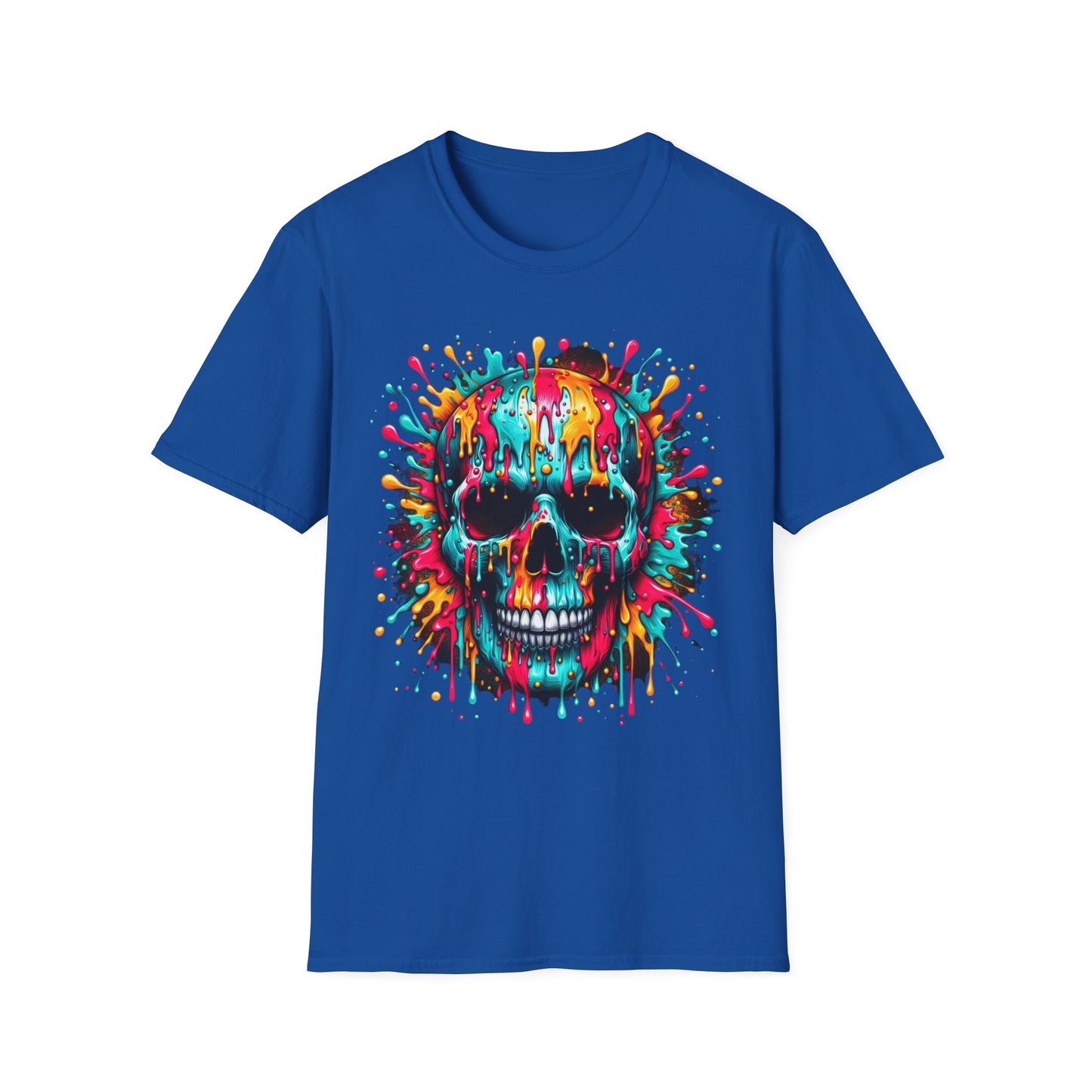 Colorful Drip Skull Unisex T-Shirt - Vibrant Graphic Tee for Art & Music Lovers