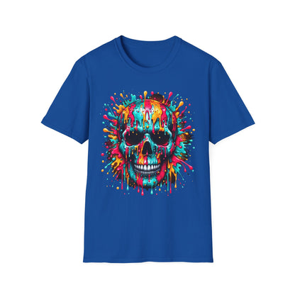 Colorful Drip Skull Unisex T-Shirt - Vibrant Graphic Tee for Art & Music Lovers