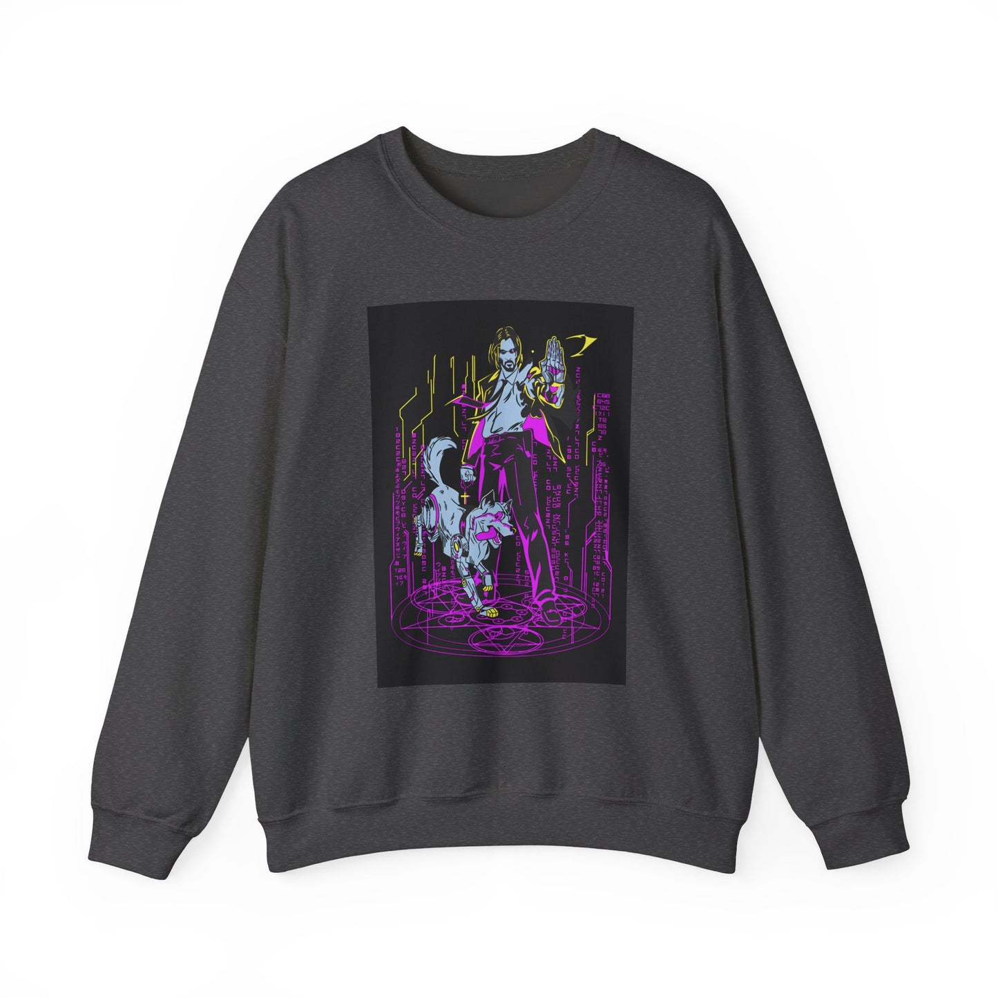 Crewneck Sweatshirt — Neon Cyberpunk Samurai Graphic