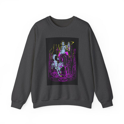 Crewneck Sweatshirt — Neon Cyberpunk Samurai Graphic