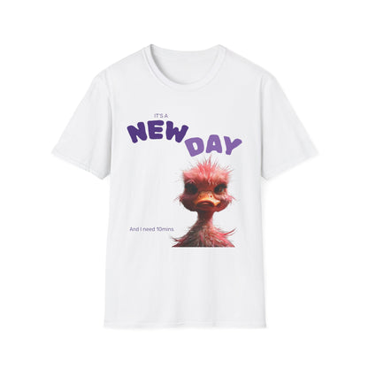 Funny New Day Unisex Softstyle T-Shirt – Perfect for Casual Vibes & Everyday Wear