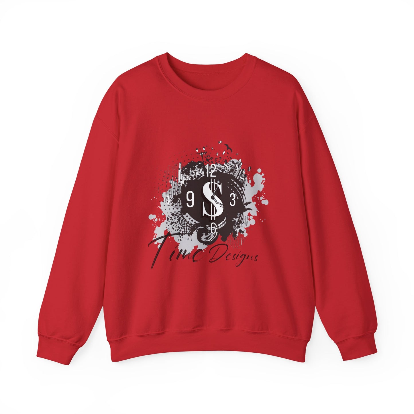 Crewneck Sweatshirt — Grunge Dollar Logo "Time Designs" Graphic