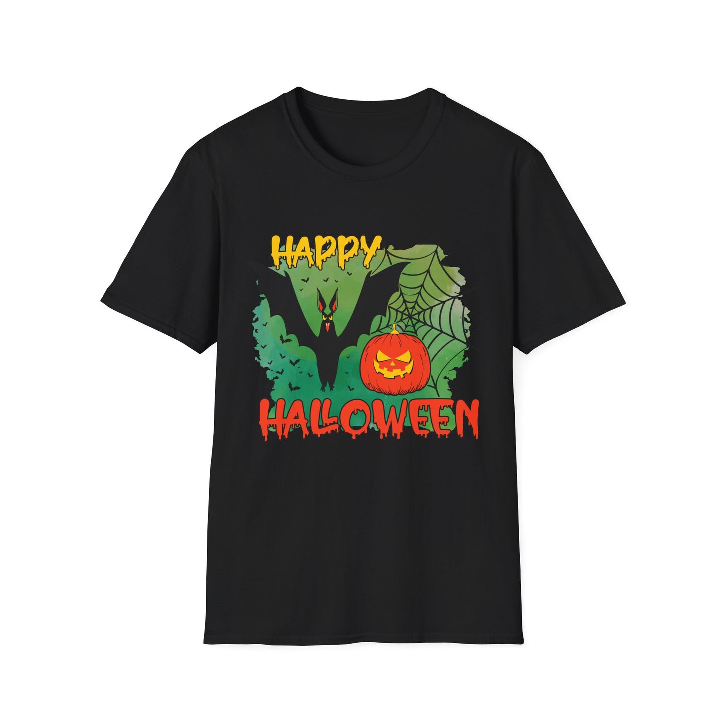 Happy Halloween Unisex Softstyle T-Shirt, Spooky Shirt, Halloween Tee, Fall Fashion, Trick or Treat Apparel
