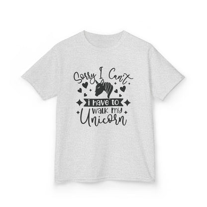 Funny Kids Unicorn Tee - "Sorry I Can't, I Have to Walk My Unicorn"