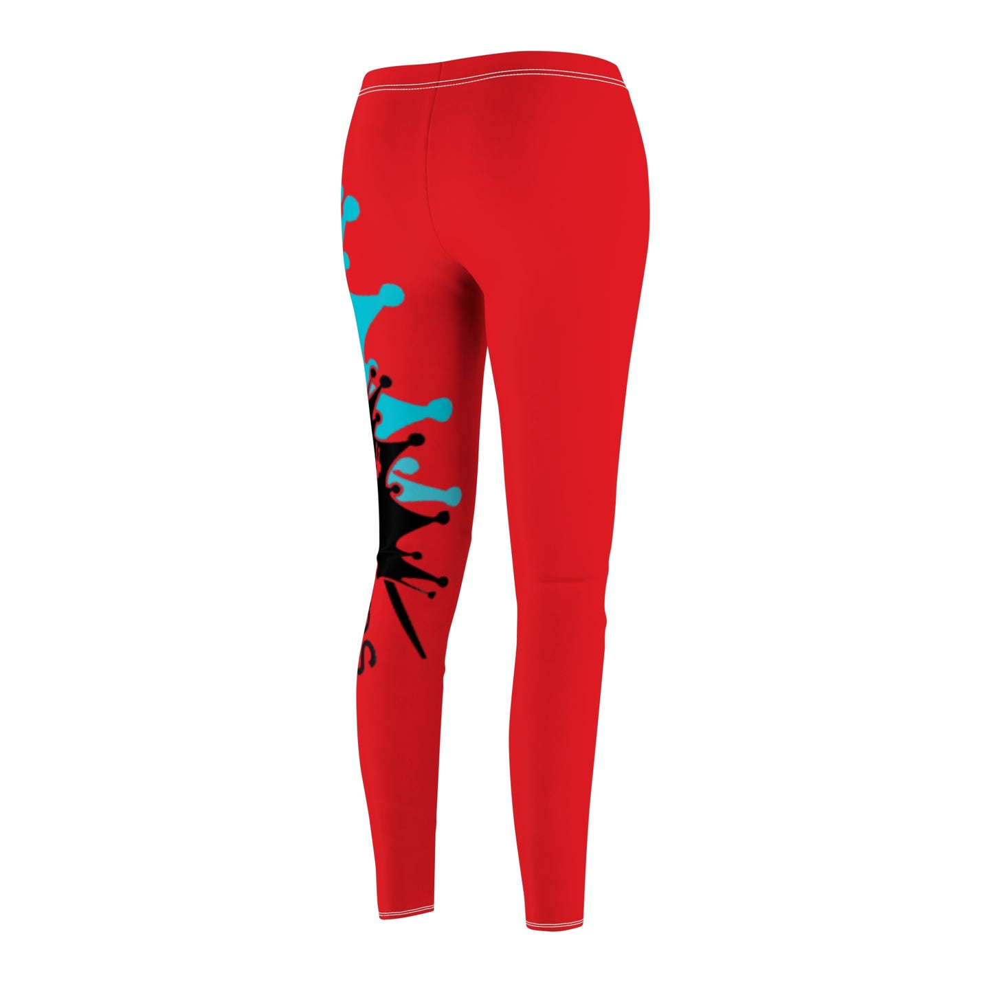 Royalty Queen Casual Leggings for Women - Bold Red and Aqua Design