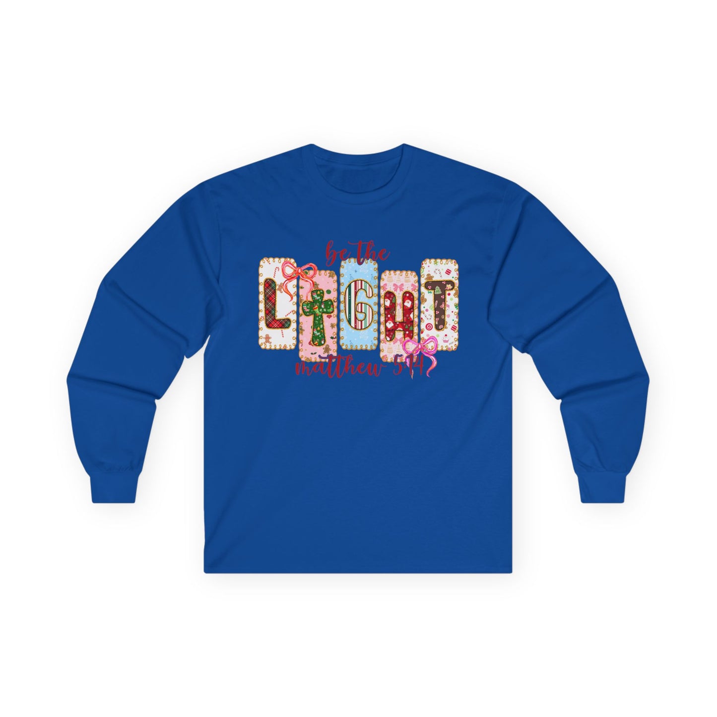 Be the Light Long Sleeve Tee — Inspirational Scripture Matthew 5:14 Design
