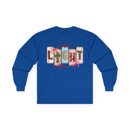 Be the Light Long Sleeve Tee — Inspirational Scripture Matthew 5:14 Design