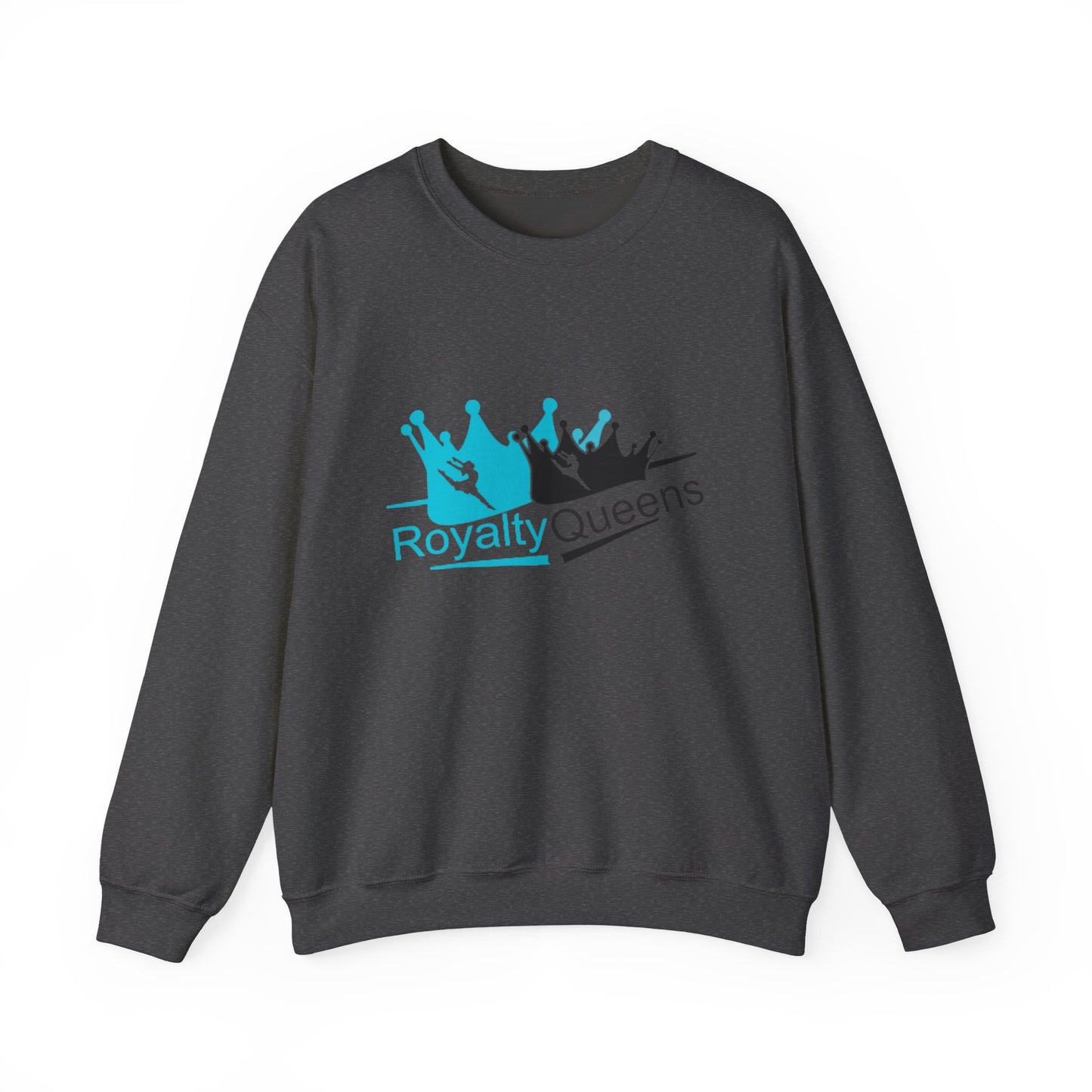 Crewneck Sweatshirt - "Royalty Queens" Crown Logo Graphic (Blue & Black)