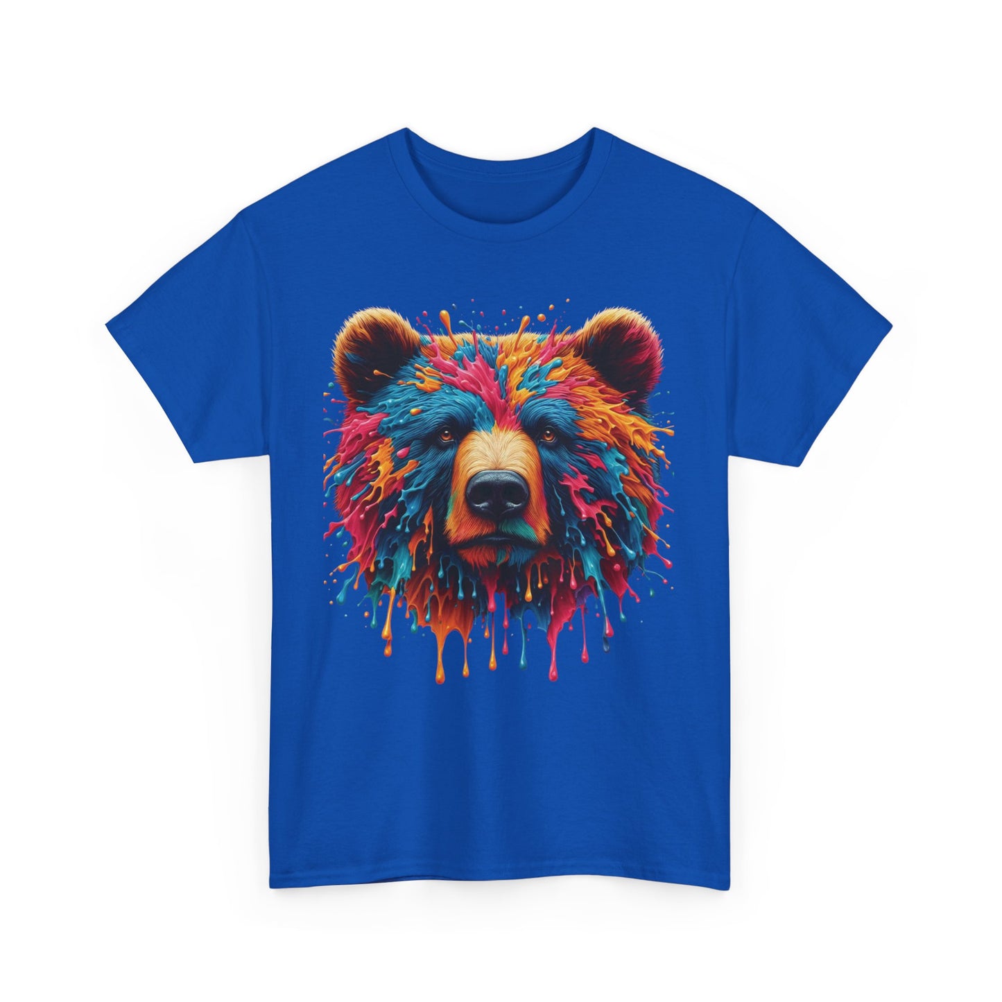Colorful Bear Art Unisex Heavy Cotton Tee - Vibrant Graphic T-Shirt for Nature Lovers