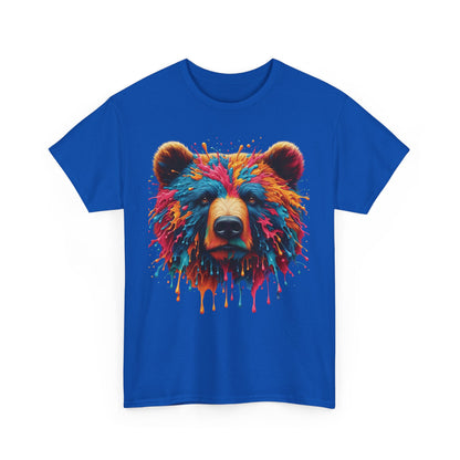Colorful Bear Art Unisex Heavy Cotton Tee - Vibrant Graphic T-Shirt for Nature Lovers