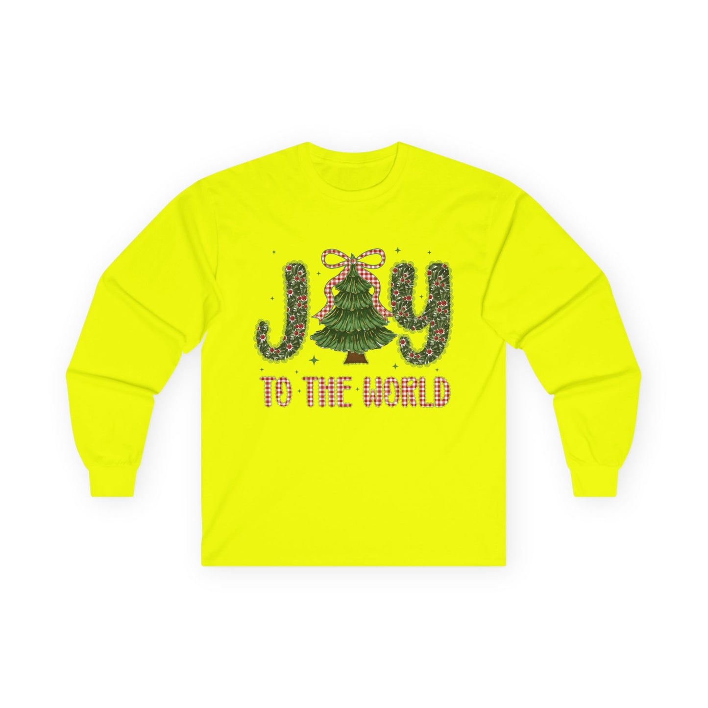 Joy to the World Long Sleeve Tee — Christmas Tree Holiday Shirt