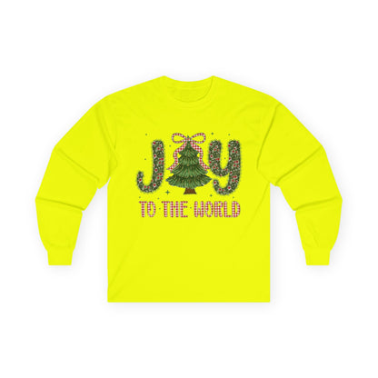 Joy to the World Long Sleeve Tee — Christmas Tree Holiday Shirt