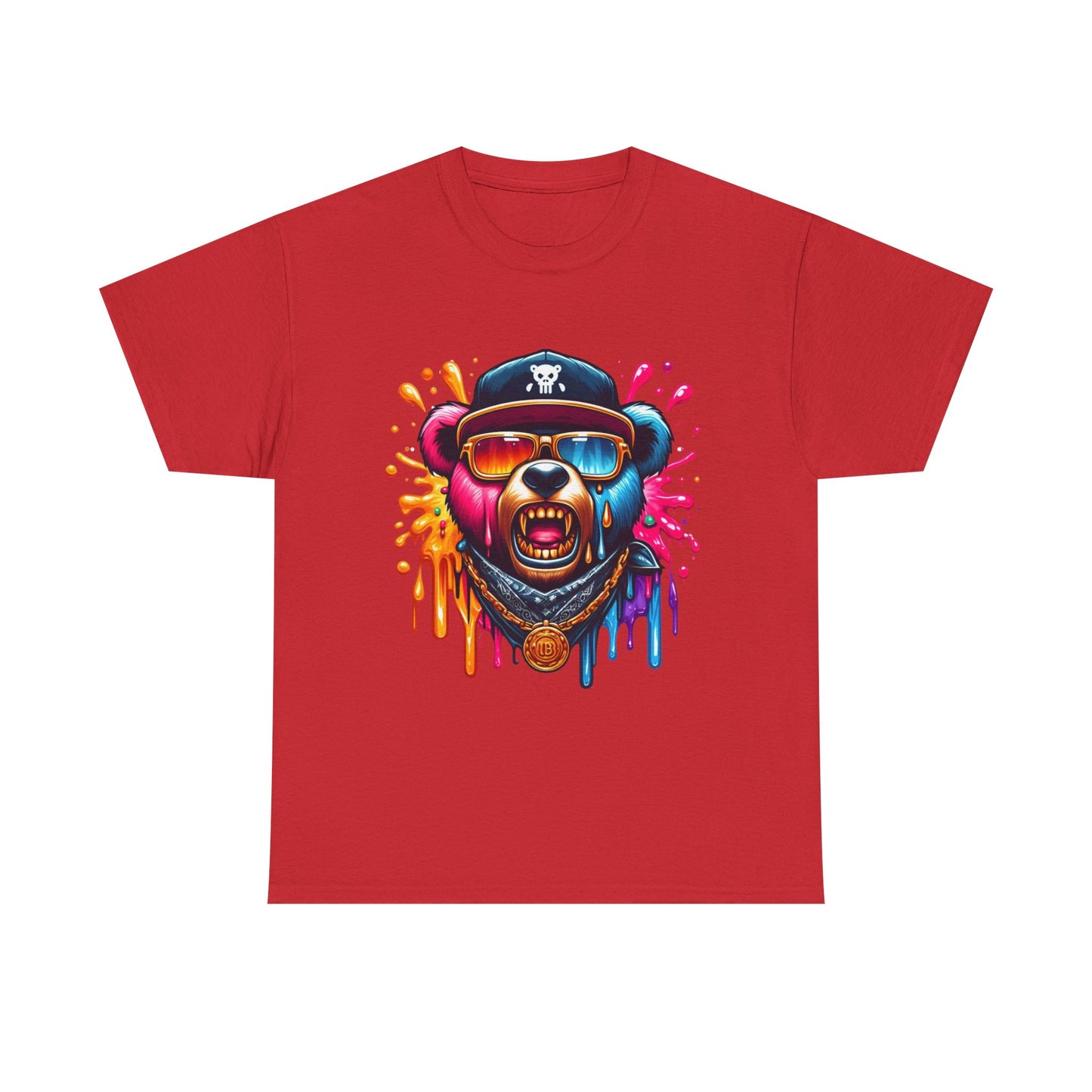 Vibrant Bear Graphic Unisex Heavy Cotton Tee - Casual Streetwear for Everyday Style