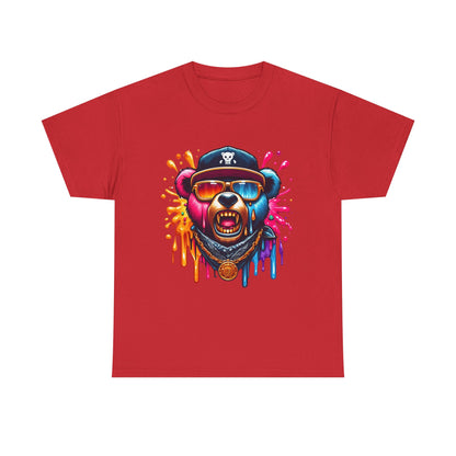 Vibrant Bear Graphic Unisex Heavy Cotton Tee - Casual Streetwear for Everyday Style