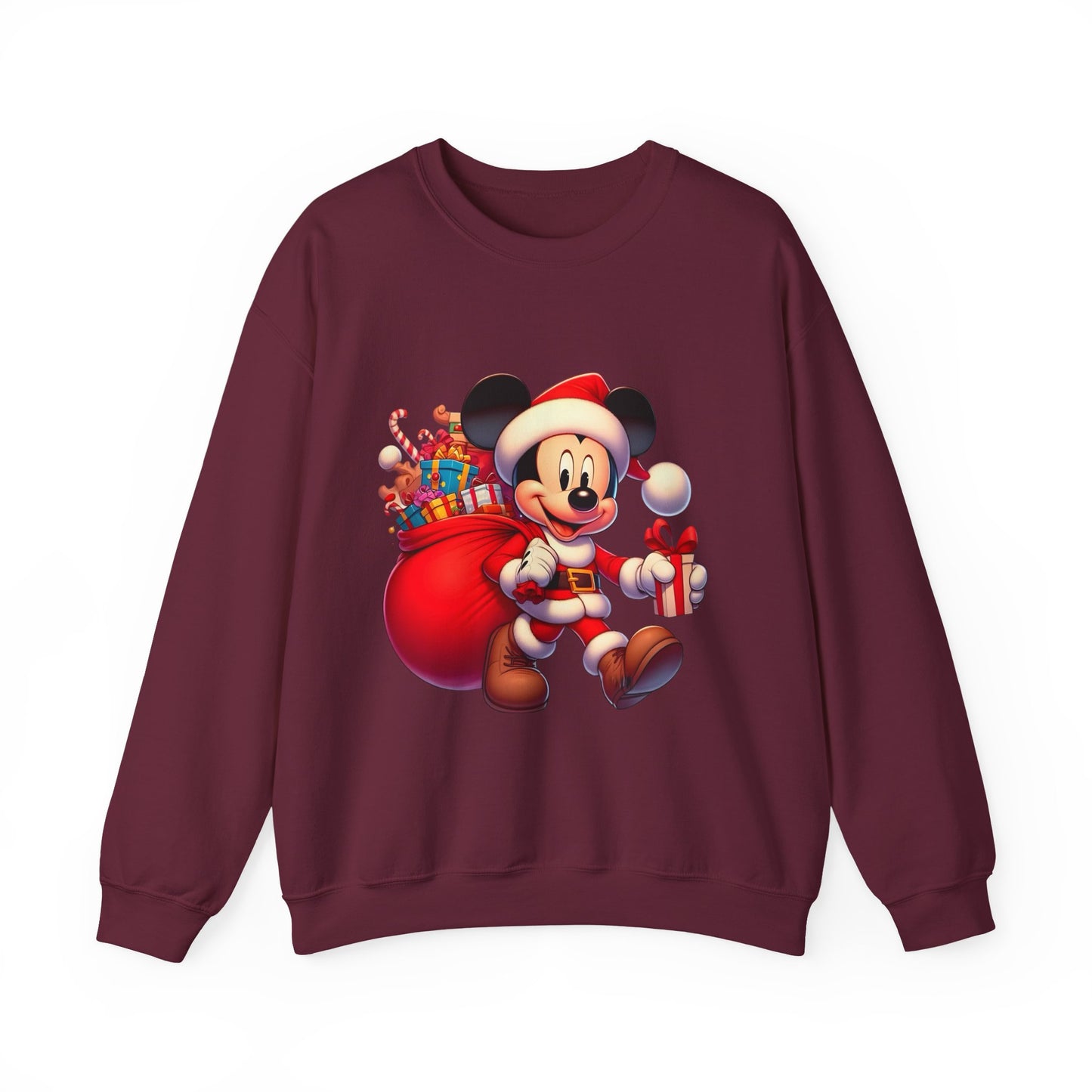 Christmas Mickey Crewneck Sweatshirt — Santa Mickey with Gifts Holiday Sweatshirt