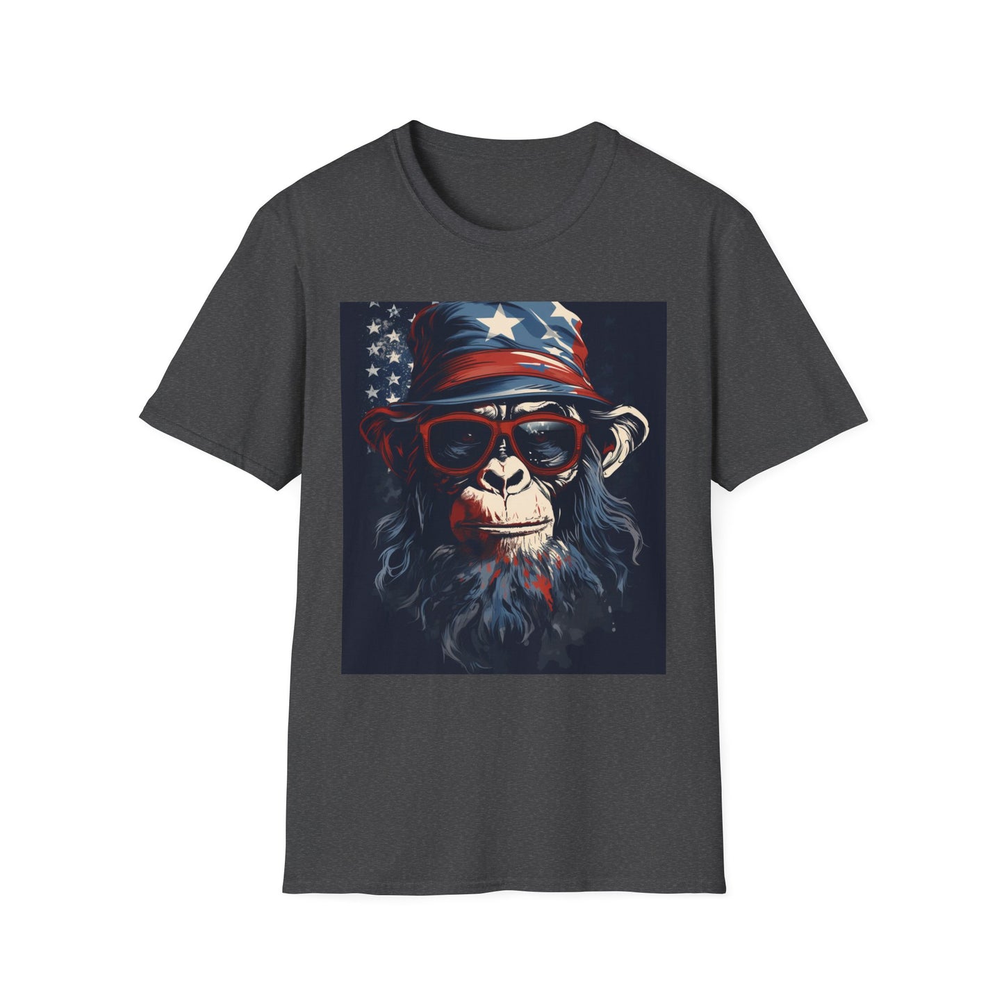 Patriotic Monkey Graphic T-Shirt, Fourth of July Tee, Summer Clothing, Unisex Casual Wear, Fun Gift for Animal Lovers, USA Pride Shirt
