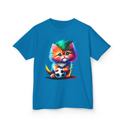 Colorful Cat Soccer Kids Heavy Cotton™ Tee