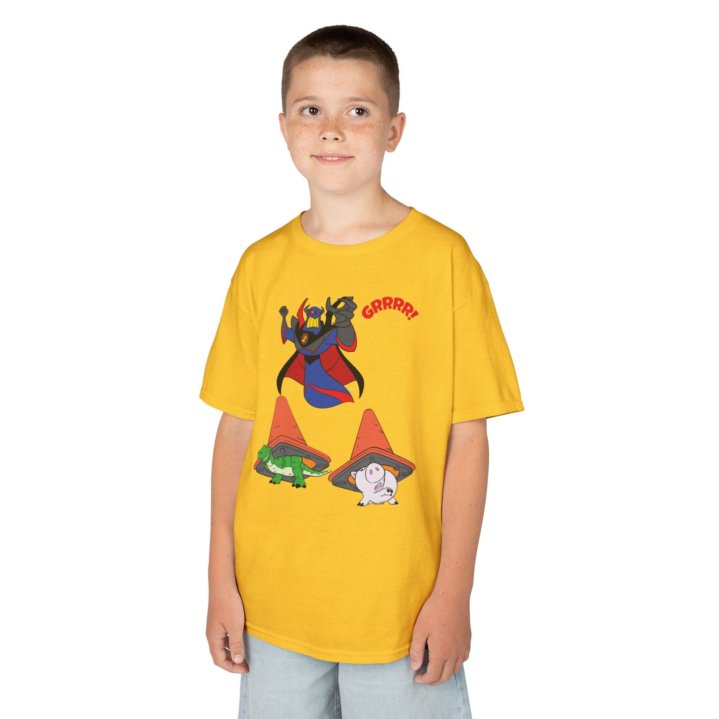 Kids Cartoon Battle Tee - Fun & Unique Grrr! Design