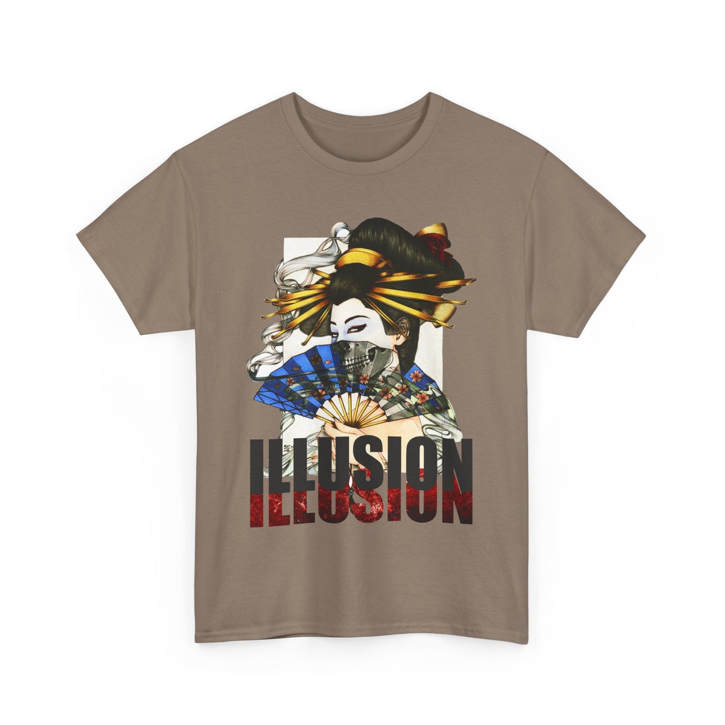 Unisex Heavy Cotton Tee - Illusion Design - Artistic Fan Graphic Tee for Casual Wear