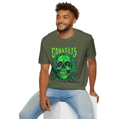 Green Skull Cannabis Unisex T-Shirt – Perfect for Stoner Culture and Everyday Wear