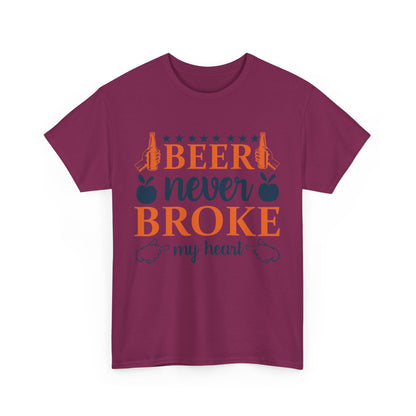 Beer Never Broke My Heart Tee, Funny Humor Shirt, Beer Lover Gift, Unisex Cotton T-Shirt, Party Apparel, Summer Fun