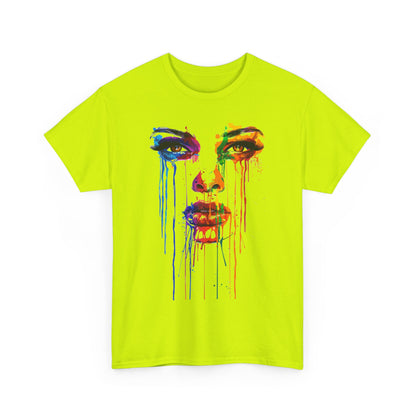 Artistic Rainbow Drip Unisex Heavy Cotton Tee | Vibrant Fashion for Self-Expression