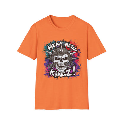 Heavy Metal Kingz Unisex Softstyle T-Shirt, Rock Music Tee, Gift for Metalheads, Concert Apparel, Edgy Graphic Shirt