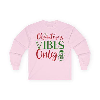 Christmas Vibes Long Sleeve Tee, Holiday Apparel, Unisex Tee, Festive Shirt, Winter Wear, Christmas Gift, Seasonal Fashion