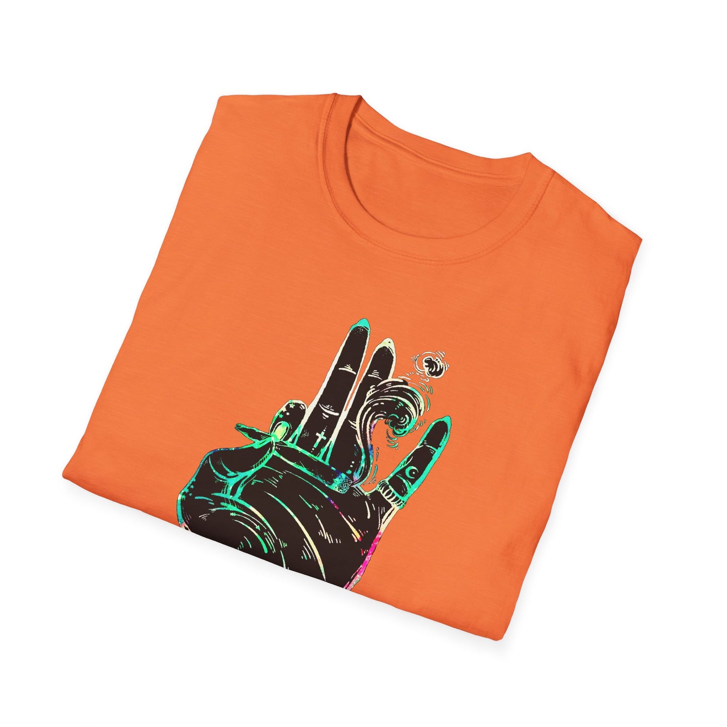 Psychedelic Hand Design Unisex T-Shirt - Softstyle, Casual Vibe