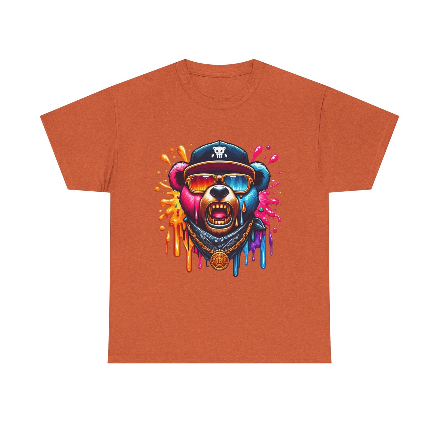 Vibrant Bear Graphic Unisex Heavy Cotton Tee - Casual Streetwear for Everyday Style