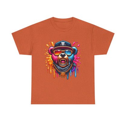Vibrant Bear Graphic Unisex Heavy Cotton Tee - Casual Streetwear for Everyday Style