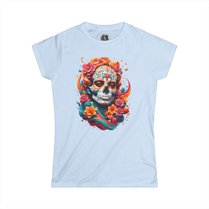 Colorful Day of the Dead Skull Women's Tee - Festival & Celebration Shirt